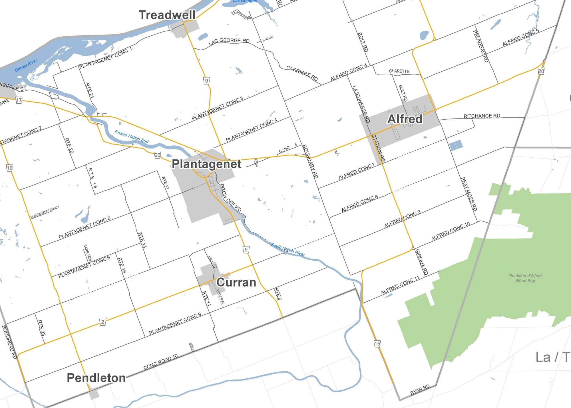 Carte du Canton d'Alfred et Plantagenet