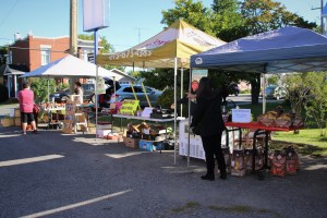 tents installed for local producers at the Curran Market