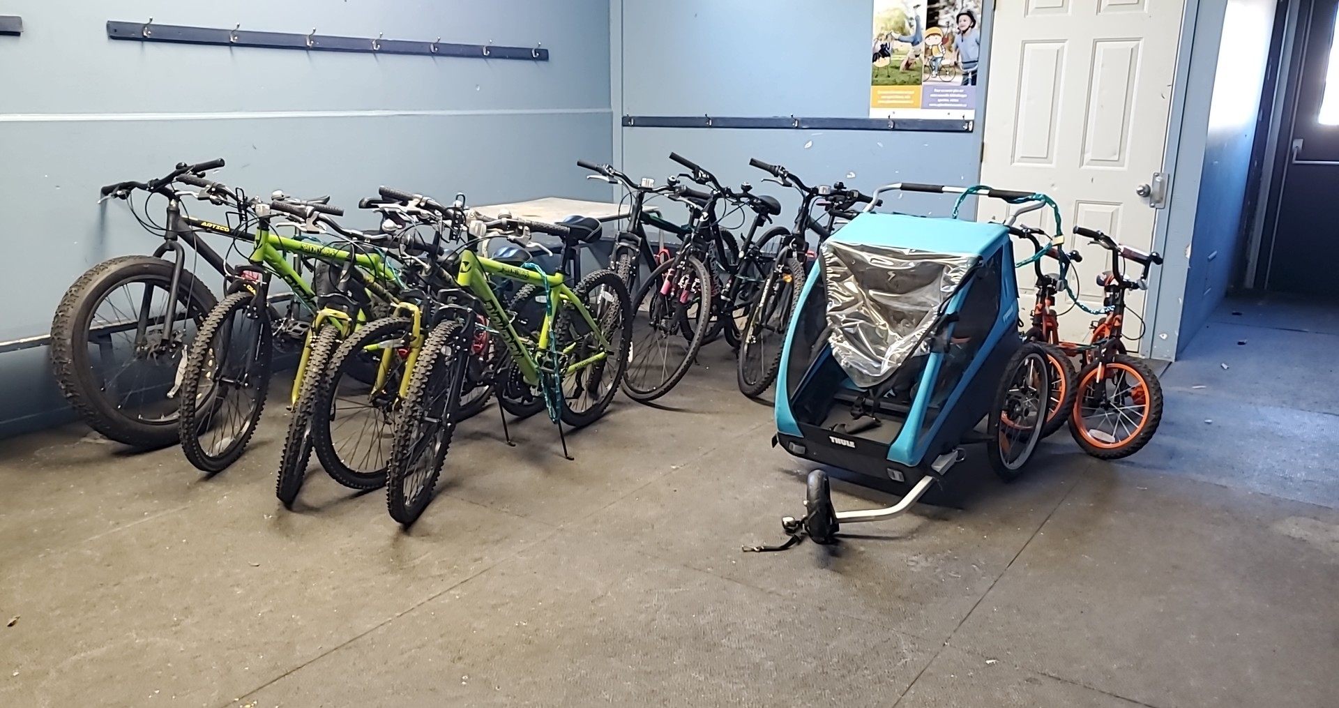 fleet of bicycles at the Larocque Park