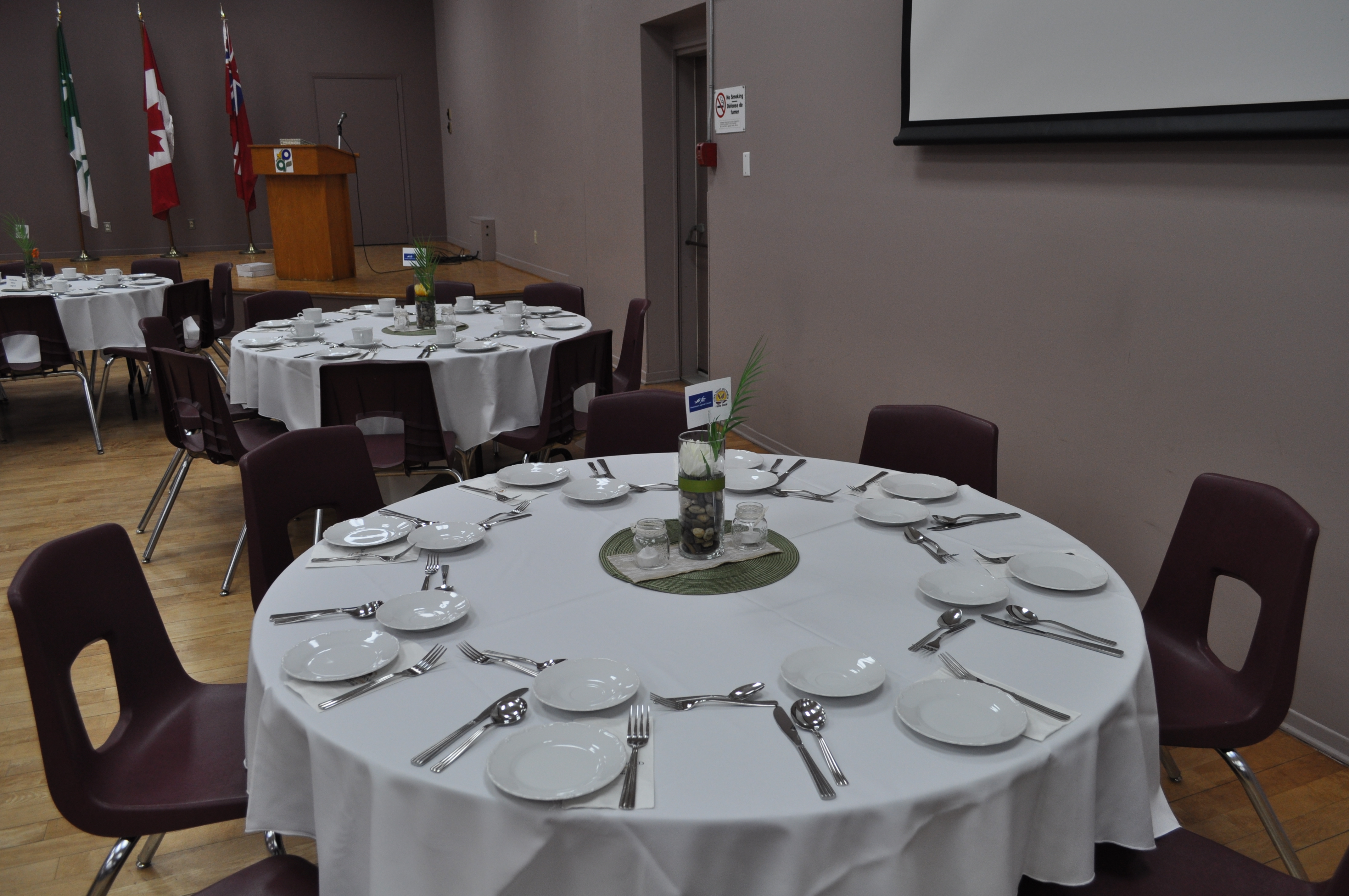 Table and mic at the hall in Plantagenet