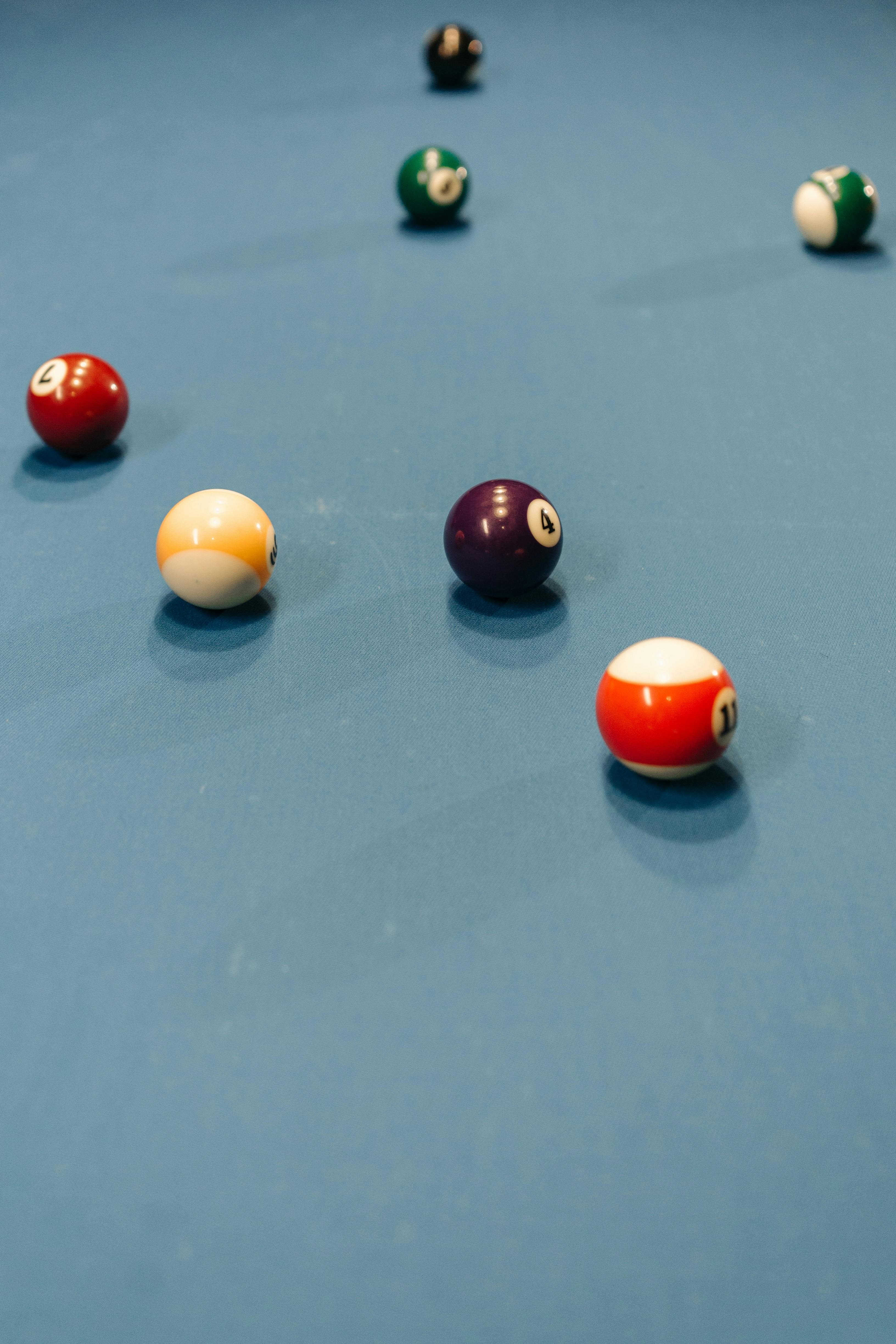 Pool balls on a pool table