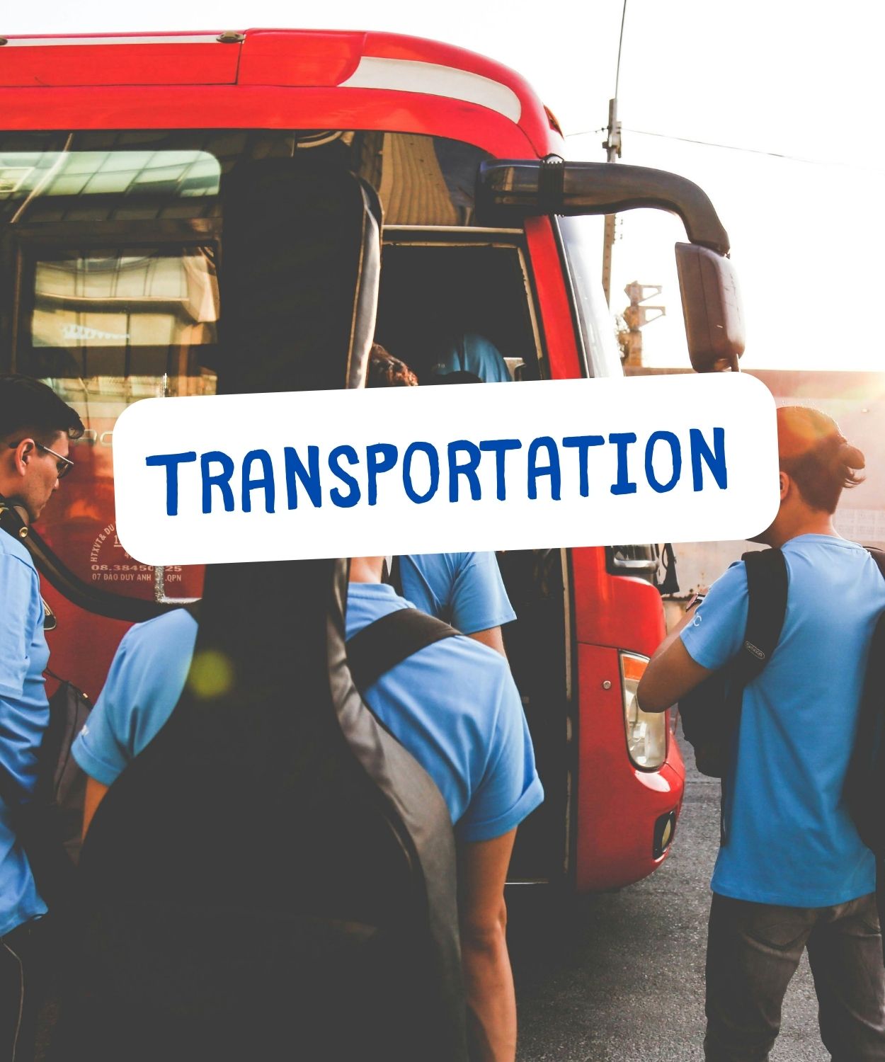 A bus stopped on the side of the road with a group on men waiting to go in