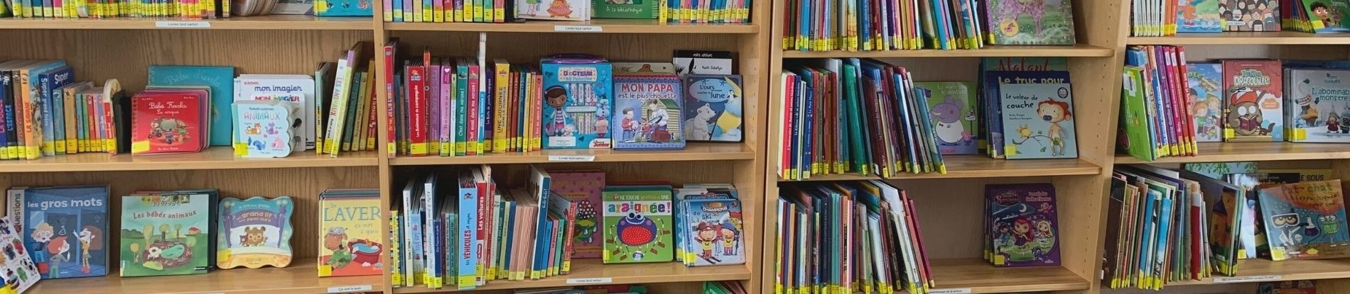 Kids books on shelves