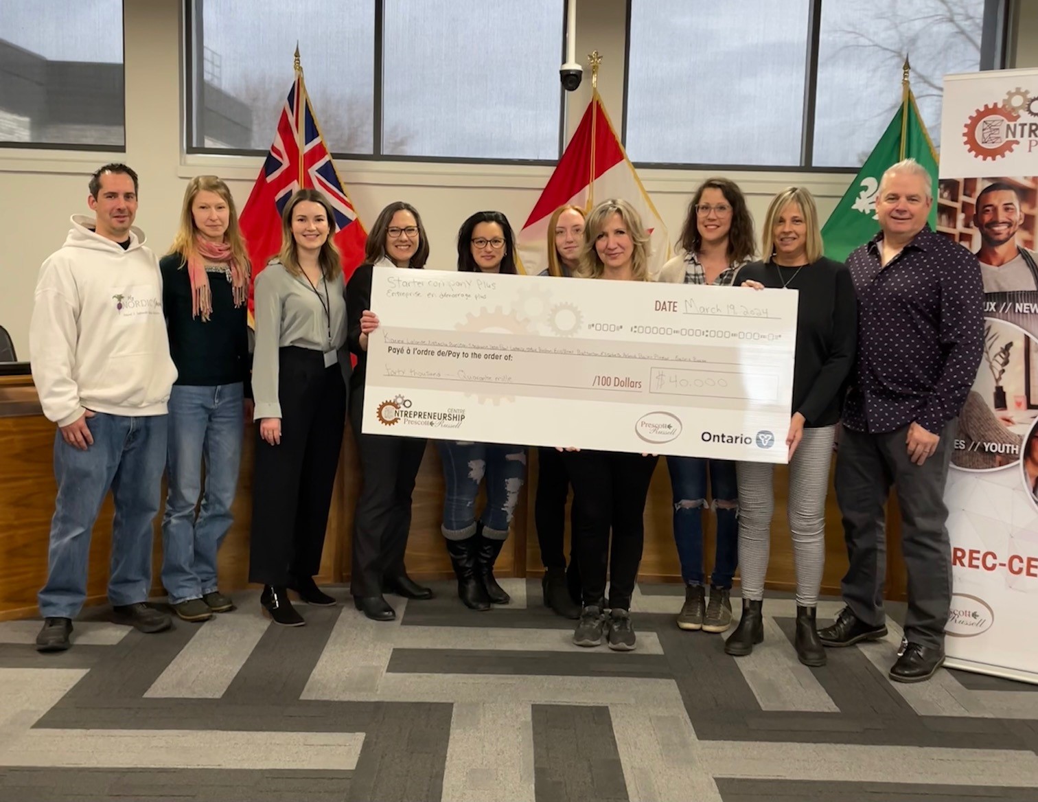 Left to right: Eric and Ines Batterton, Liza Langevin (PREC Project Officer), Stephanie Pete, Karine Lalonde, Bailey Playfair, Élisabeth Arbaud, Natacha Bonjean, Sylvie Rochon, and Paul Latreille.