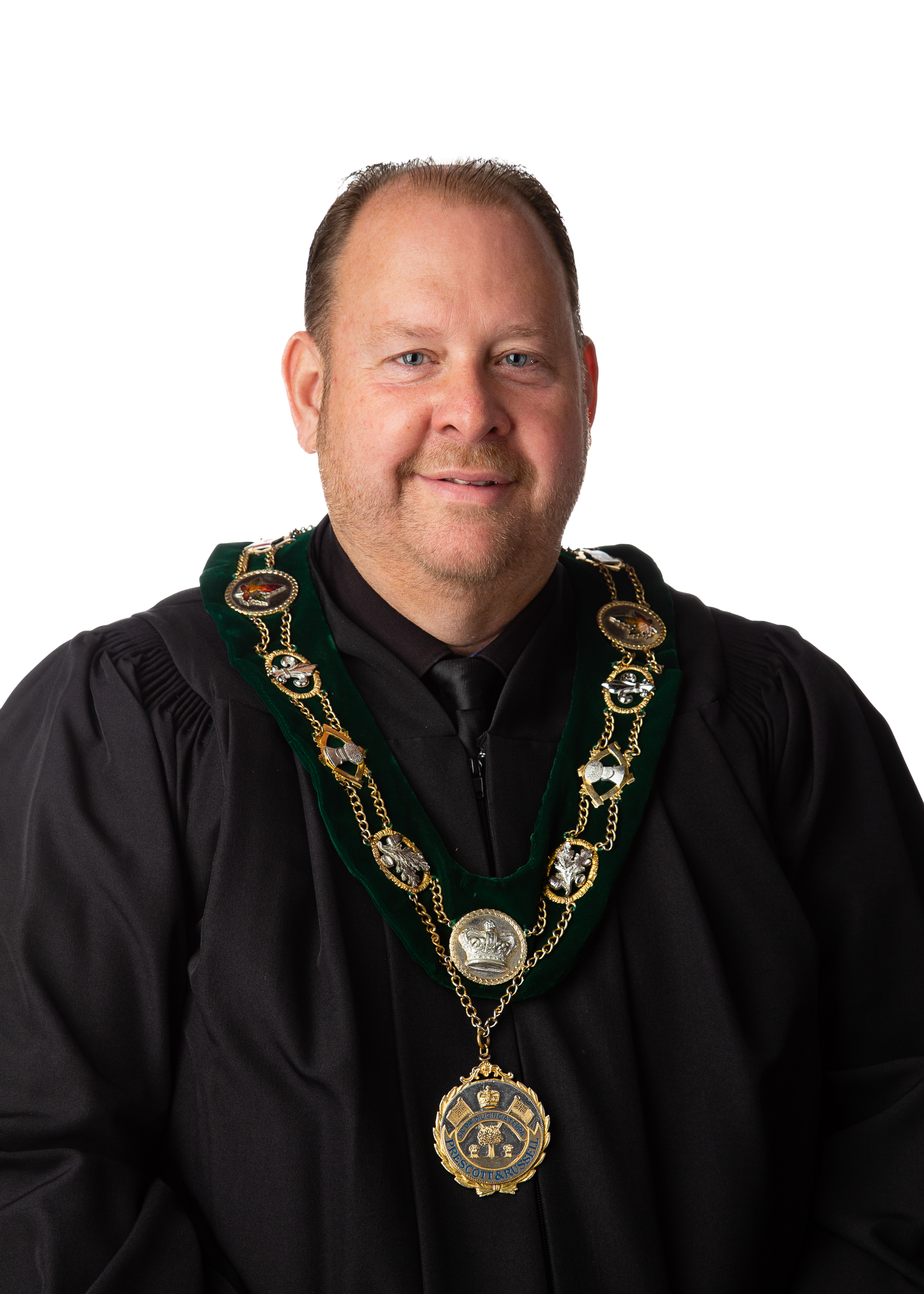 Photo of Stéphane Sarrazin in the formal Warden's black robe