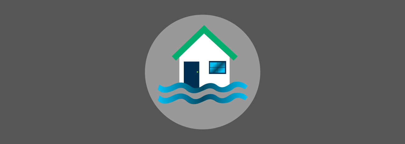 House icon and water rising