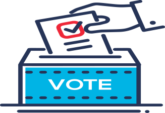 Clip art of hand putting ballot in voting box