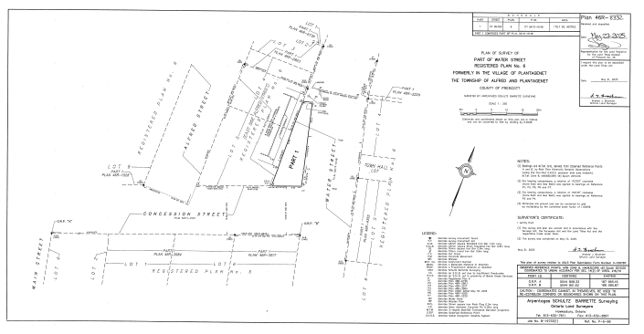 Carte du village de Plantagenet avec la zone affectée en noir