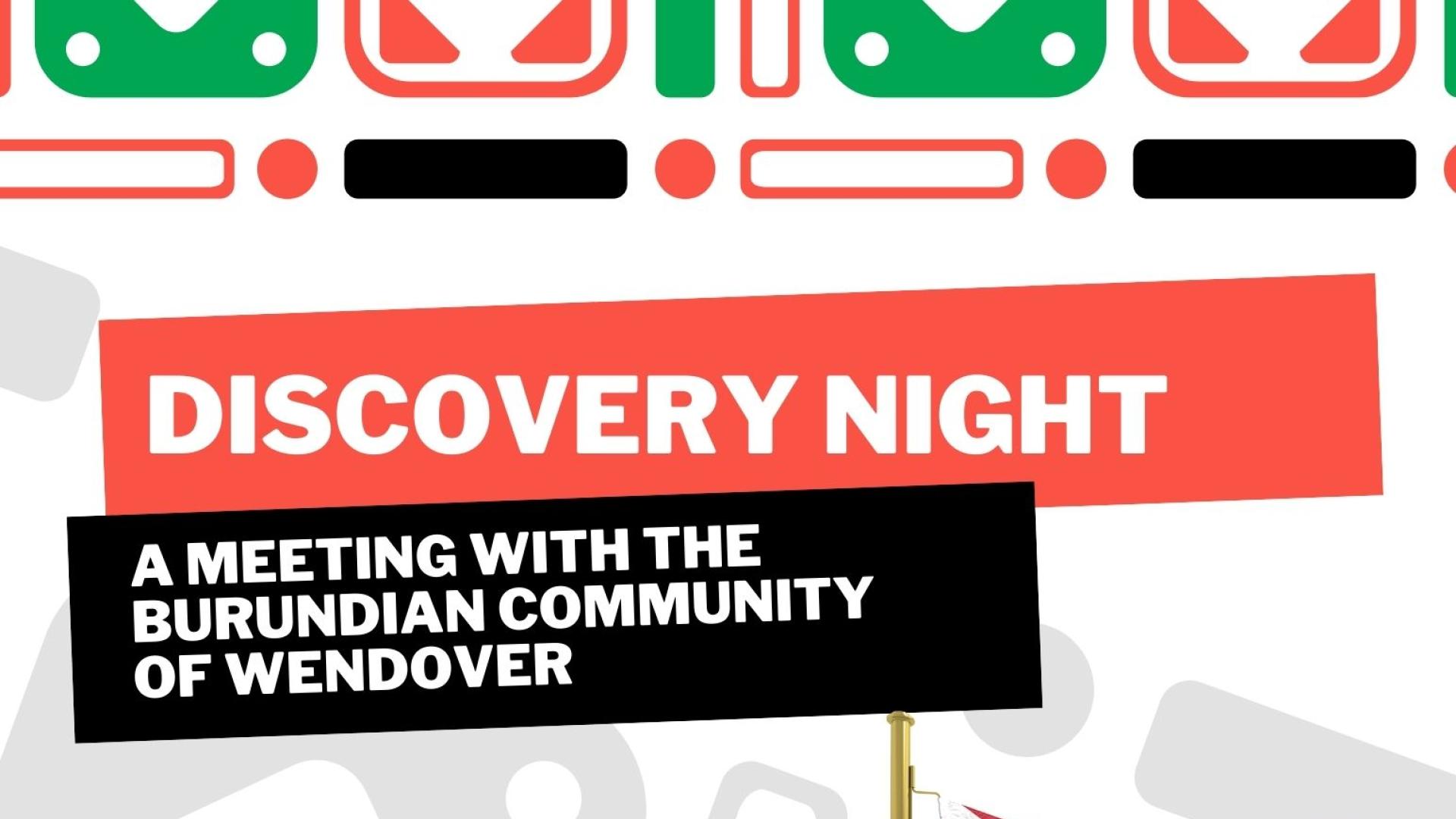 Promotional sign for a Discovery Night with the Burundian community of Wendover