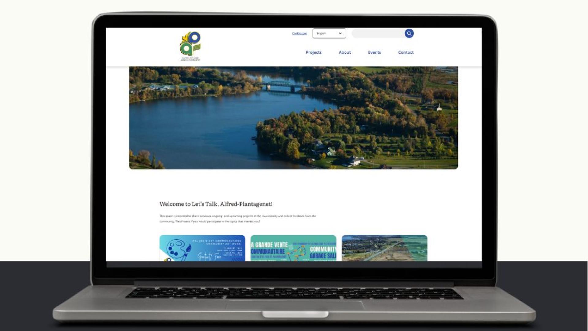 a computer browsing our engagement platform site