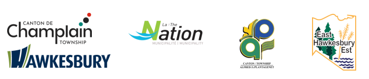 Logos de Champlain, La Nation, Ontario, et Hawkesbury.