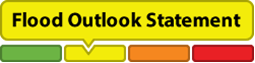 Flood Outlook Statement graphic with green, yellow, orange, red bars.