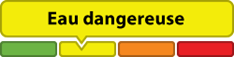 Danger, niveau d'eau élevé, fond jaune.
