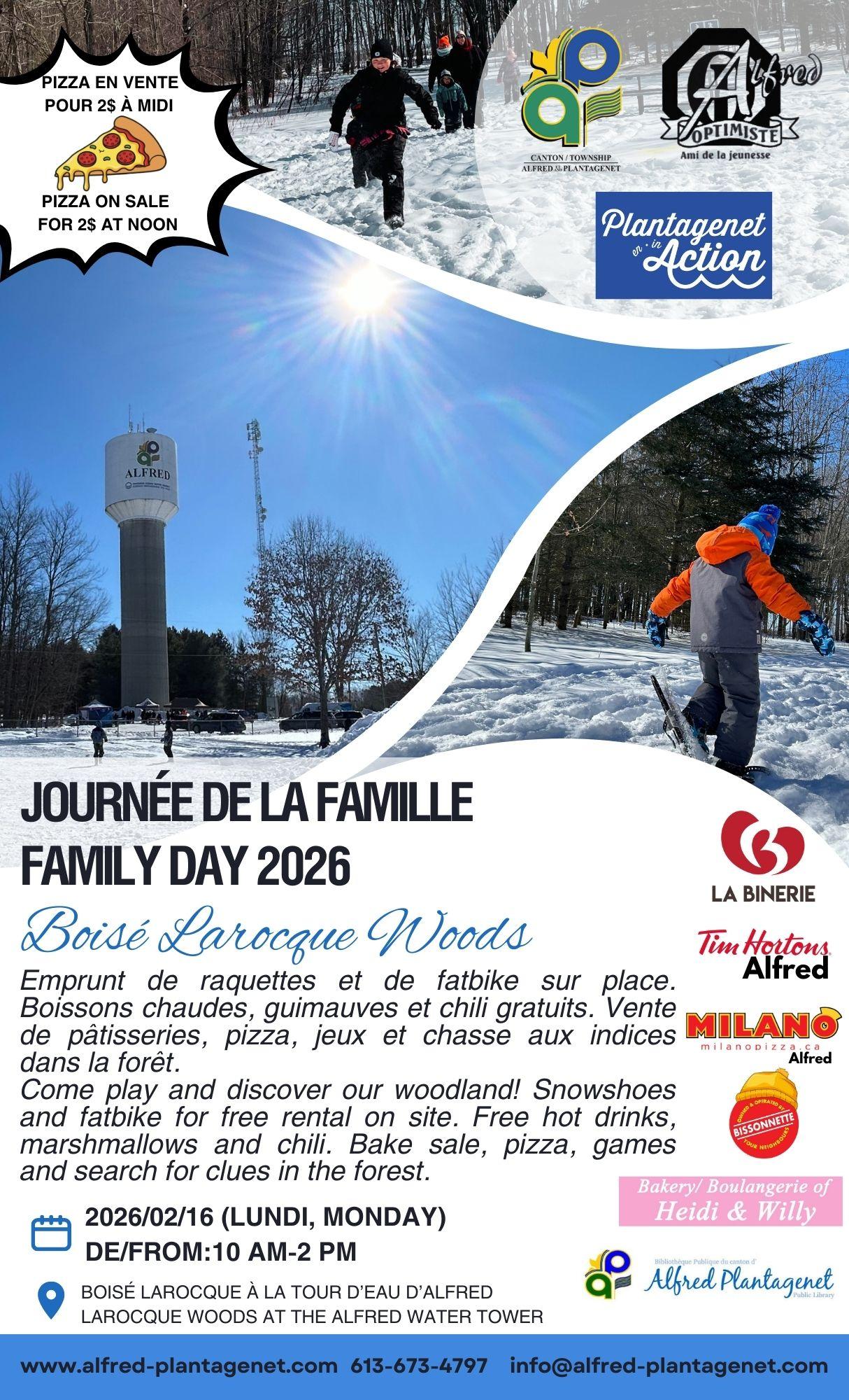 Promotional sign for the 2026 Family day event