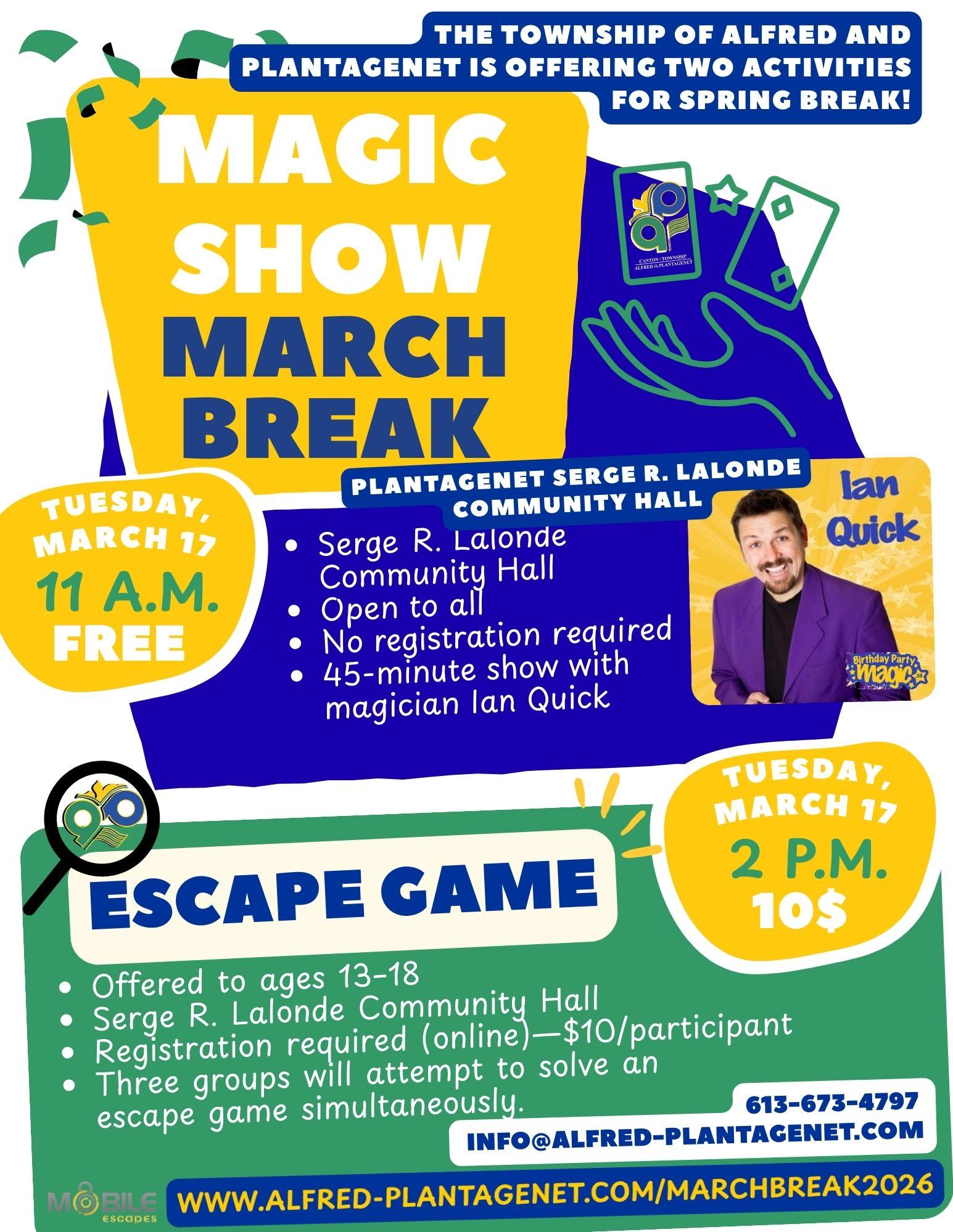 The township's 2026 March Break Sign highlighting activities offered