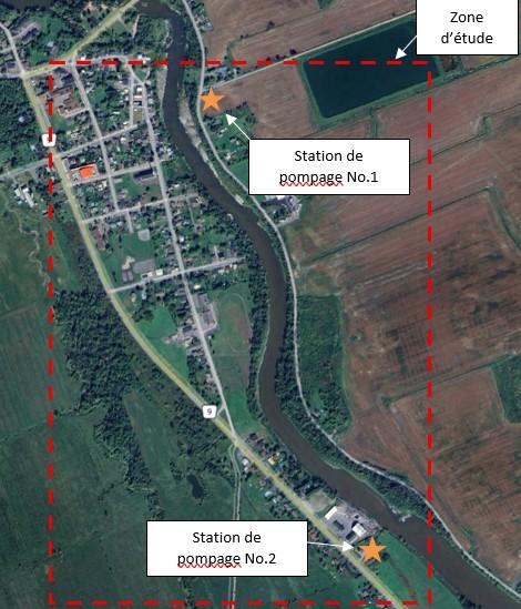 Plan de la zone d'étude pour l'Amélioration du réseau de collecte et des stations de pompage des eaux usées de Plantagenet