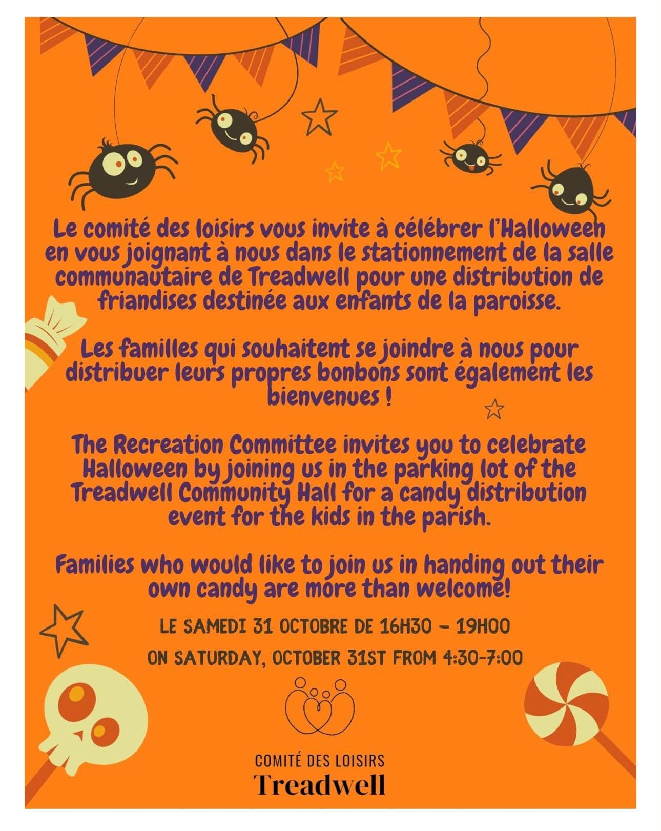 Promotional poster for Halloween in Treadwell bilingue